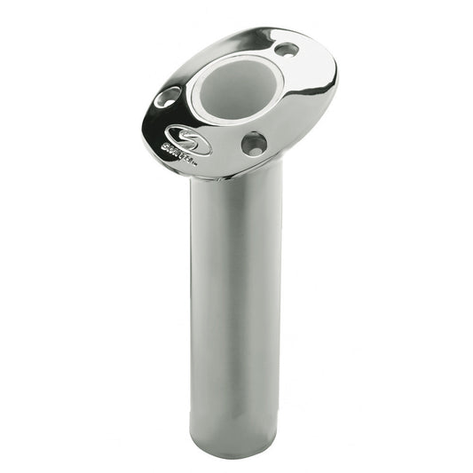 C.E. Smith Flush Mount Rod Holder - 15 Degree  9" Depth - Stainless Steel - Cast Gimbal - White Vinyl Liner [53671CA]