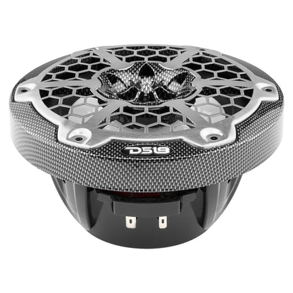 DS18 HYDRO 6.5" 2-Way Marine Speakers w/RGB LED Lights 375W - Black Carbon Fiber [CF-65]